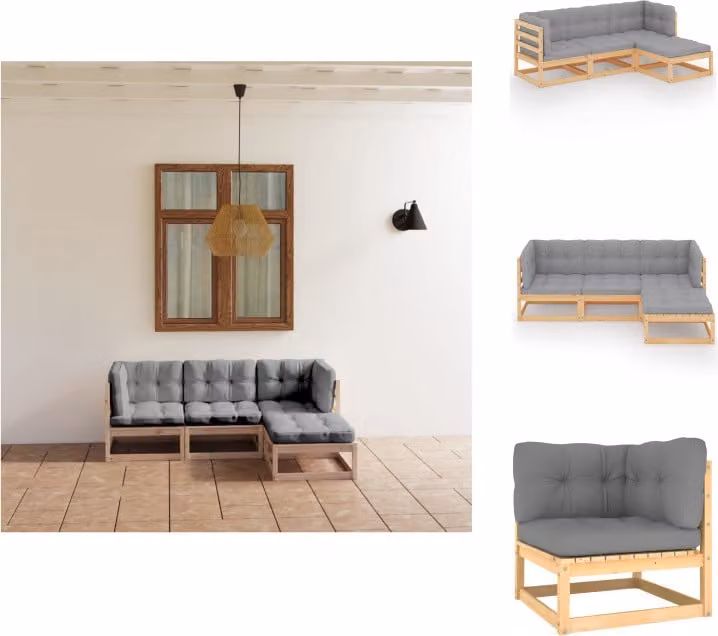 vidaXL Set da salotto da giardino 4 pezzi con cuscini in pino massiccio - Set di mobili da giardino