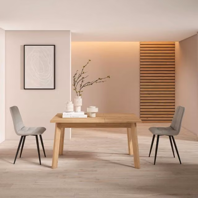 Tavolo da Pranzo, 140x90x74cm, Per 6 persone, Gambe in legno, colore Rovere RF2902