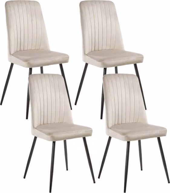 Set di 4 sedie da pranzo con seduta in velluto imbottito Stile moderno Senza braccioli Gambe in ferro tortora