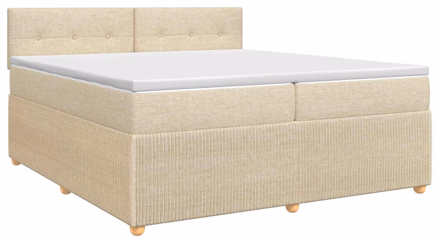 Letto a molle con materasso crema 200 x 200 cm in tessuto