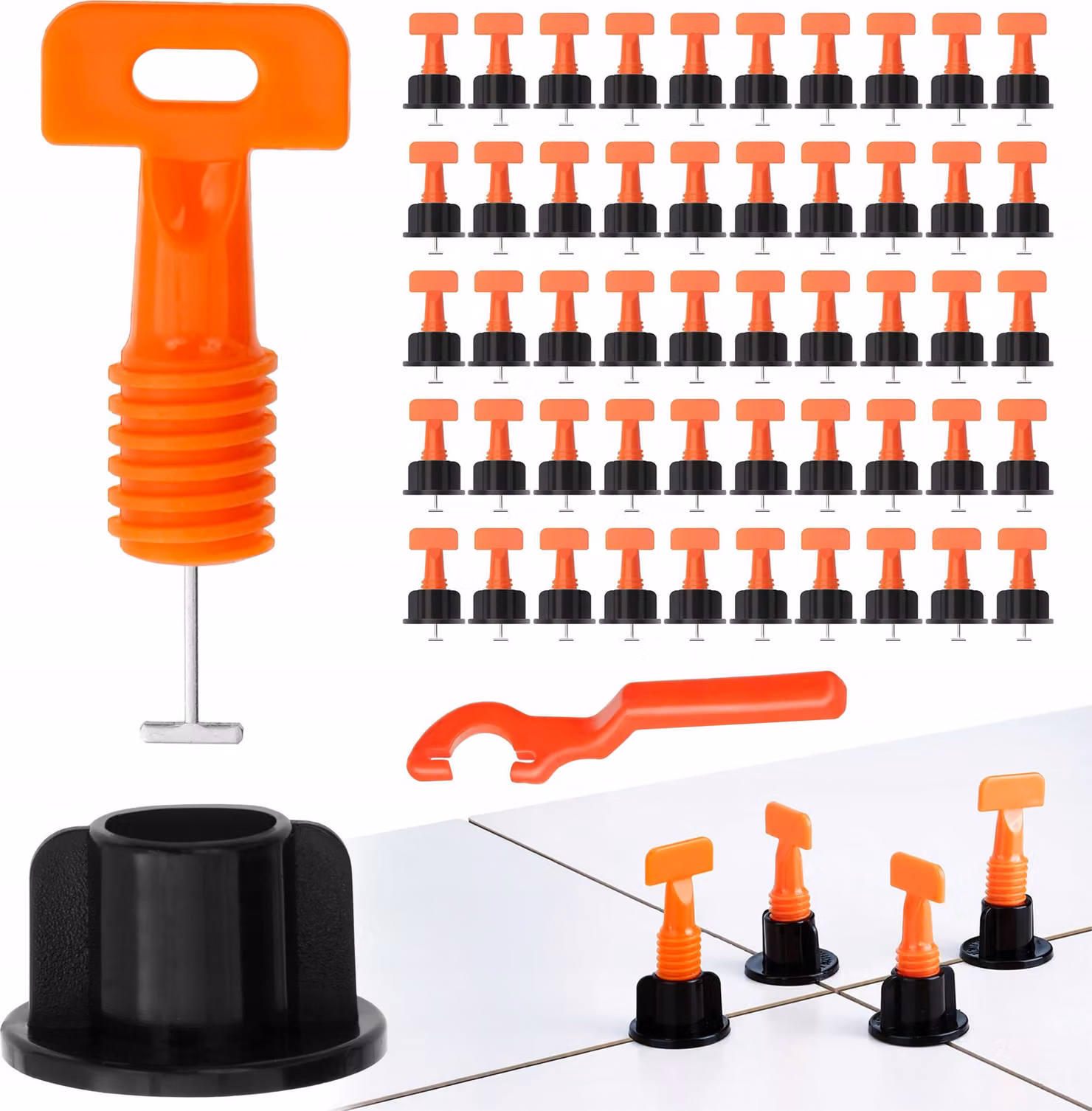Set per livellare le piastrelle Sistema di posa delle piastrelle Perni Cunei Supporto 50 pezzi