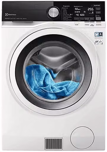 Lavasciuga Electrolux Serie 900 EW9W216BW, Caricamento frontale, Capacità 10 kg Lavaggio e 6 kg Asciugatura, 1600 rpm, Pompa di Calore, Classe B, Bianco, L/P/H: 60 x 63,6 x 87 cm