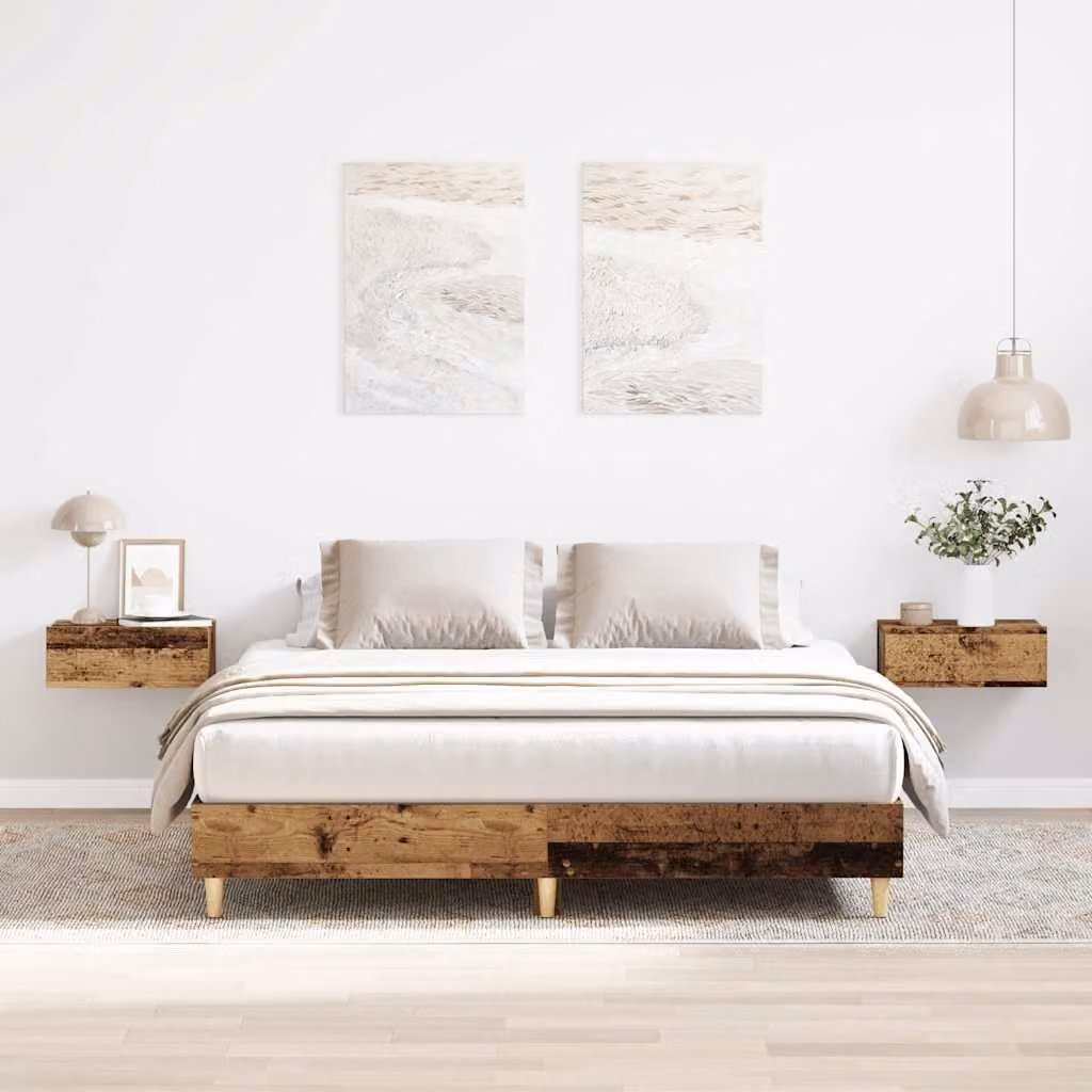 Giroletto vidaXL in legno antico e truciolato marrone, L/P/H: 200 x 140 x 25 cm