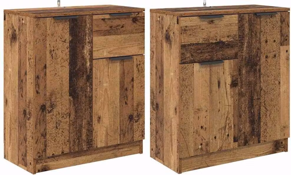 Sideboards con cassetto 2 pcs Legno vecchio 60 x 30 x 70 cm