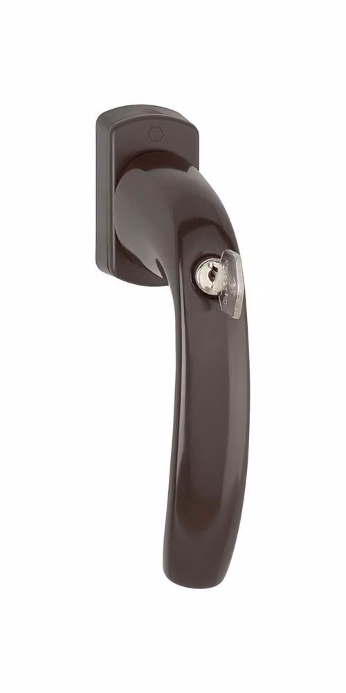 Maniglia per finestra NY 0810SVS/U10 alluminio F8707/marrone scuro 35mm con serratura HOPPE