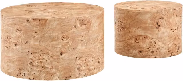 Set di 2 tavolini da caffè REDOM in MDF effetto legno marrone, forma rotonda, L/P: 62,8 x 44 cm