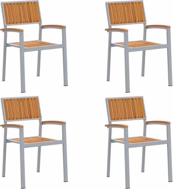 Sedia Impilabile 4 pz | Sedie da Esterno Marrone 56 x 57 x 87 cm