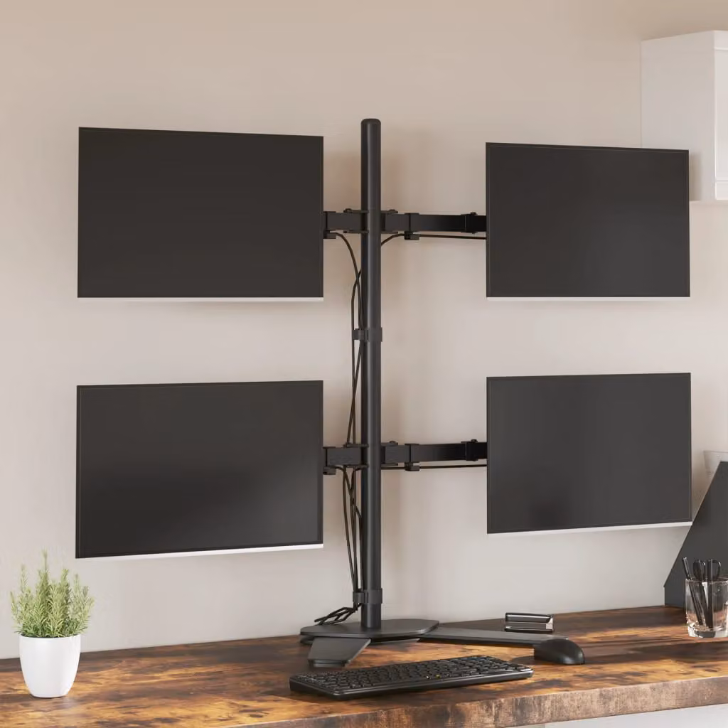 vidaXL Supporto per Monitor in Acciaio Nero VESA 75x75 mm