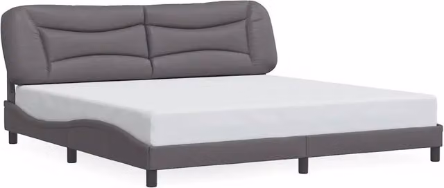 Letto matrimoniale | Letto per adulti | Giroletto senza Materasso Hvar Grigio 200x200 cm in Similpelle