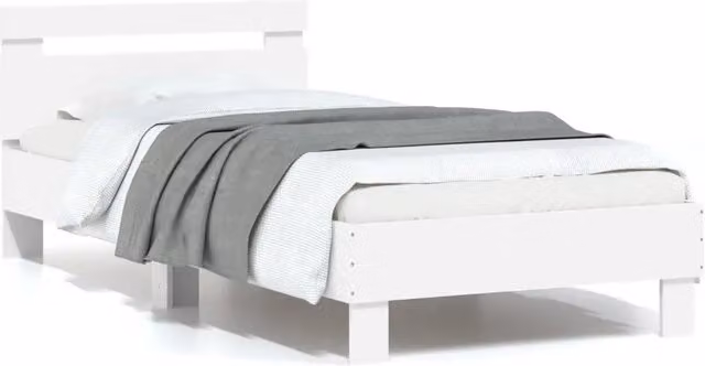 Letto singolo per adulti con testiera in legno multistrato bianco L/P/H: 90 x 200 x 70 cm