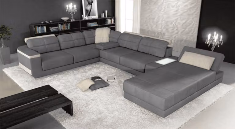 Wohnlandschaft Ecksofa Leder Eck Sofas U-Form Sofa Couch Polster Couchen