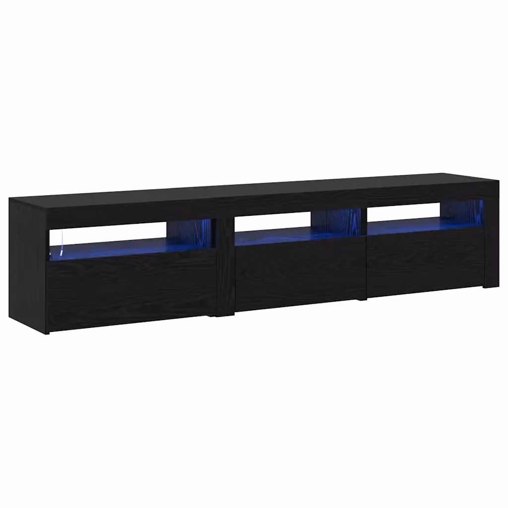 Credenza TV minimalista vidaXL in legno rovere nero con illuminazione integrata L 180 x P 35 x H 40 cm – 2