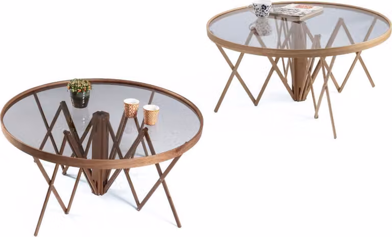 Designer Wohnzimmer Set 2x Couchtische Rund Kaffee Tisch Luxus Möbel