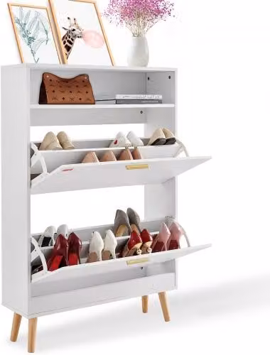 Scarpiera VEVOR con 2 Ripiani Ribaltabili per Ingresso e Soggiorno, Colore Bianco, L/P/H: 80 x 24 x 120 cm