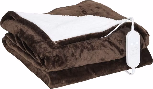 HOMCOM Coperta Elettrica 180x130 cm 10 Livelli di Temperatura Timer Lavabile in Lavatrice, Display LED Marrone   Aosom Italy