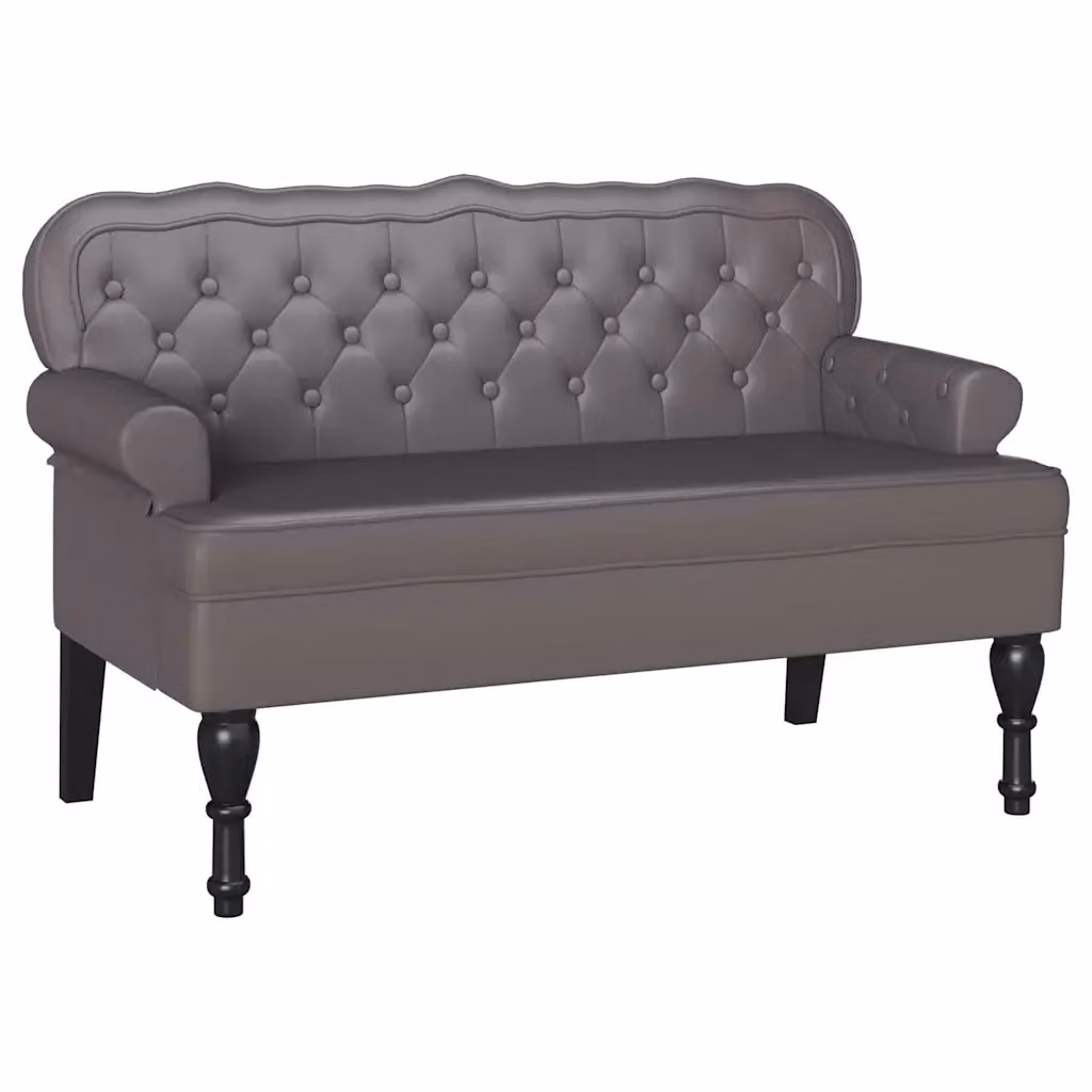 Panca Chesterfield vidaXL in pelle sintetica grigia L: 119,5 cm, P: 64,5 cm, H: 75 cm – 2