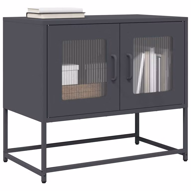 Mobile TV vidaXL in acciaio laminato a freddo, colore antracite, L 68 cm x P 39 cm x H 60,5 cm