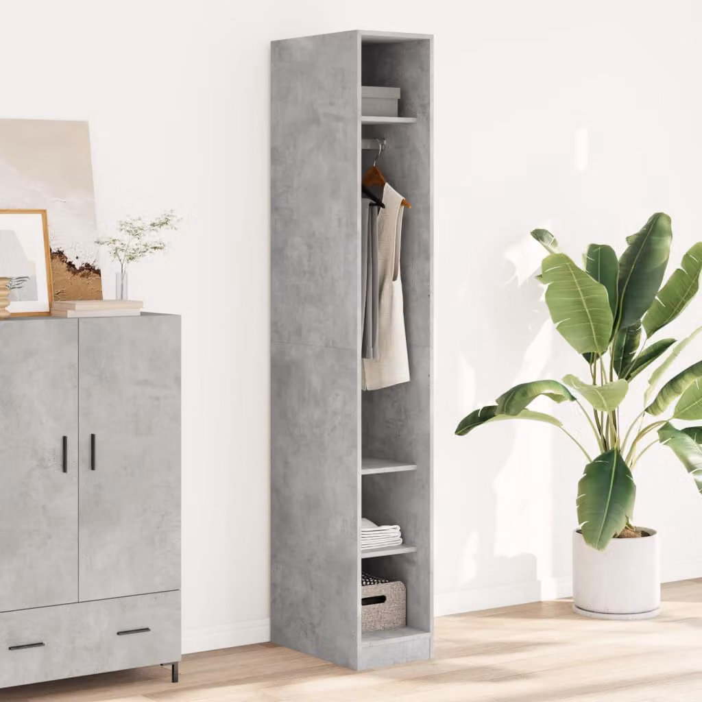 Armadio vidaXL Grigio con Ante a Battente e Ripiani Interni in Legno e MDF L/P/H: 30 x 50 x 200 cm