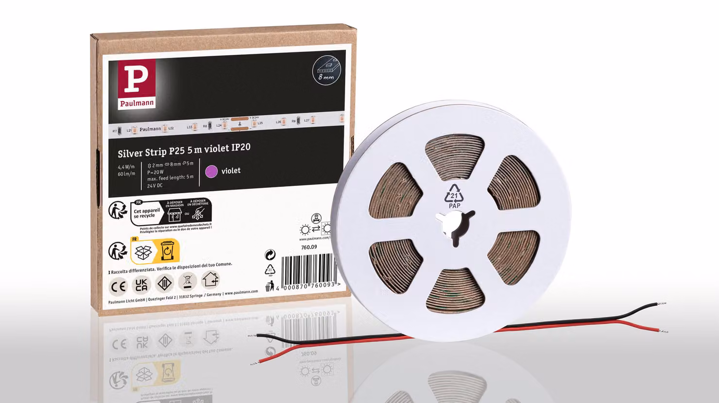 Striscia LED Paulmann Pro Strip, colore argento, modello P25, luce viola