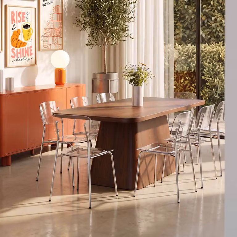 Tavolo da pranzo rettangolare scandinavo 180 cm effetto legno scuro - Oviala Davy