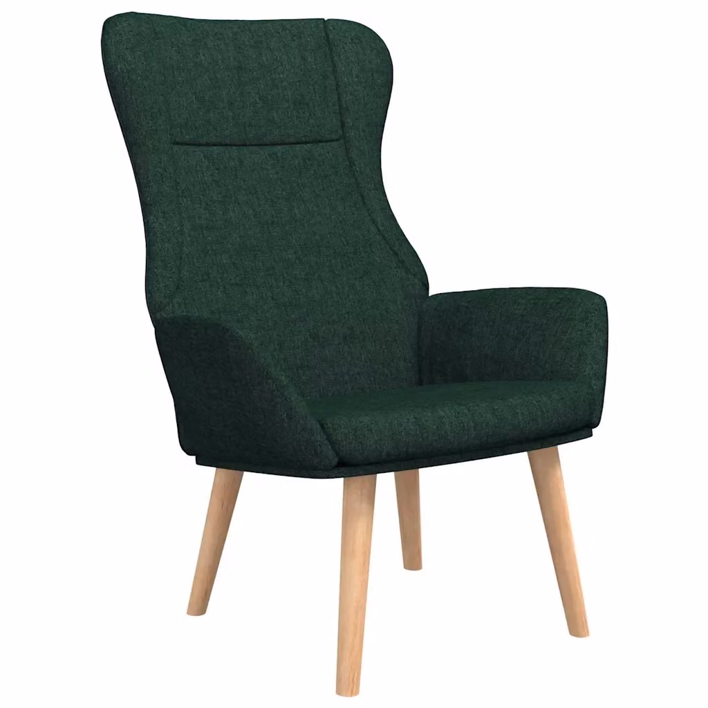 Poltrona Relax Moderna in Tessuto Verde con Braccioli e Struttura in Legno e Metallo – 2