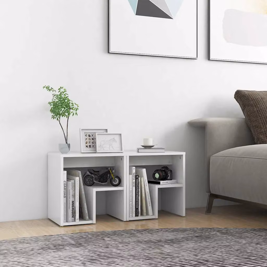 Set di 2 comodini vidaXL bianchi in legno multistrato per camera da letto, L 40 x P 30 x H 40 cm