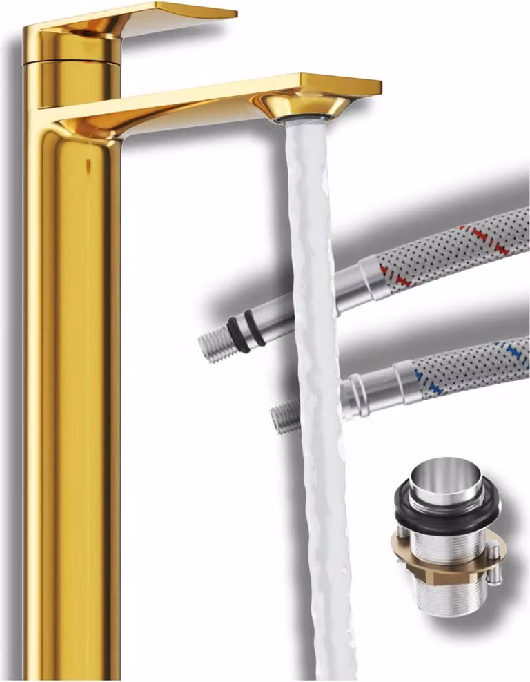 Granitan - Miscelatore lavabo - Rubinetto bagno altezza 29,6 cm - Rubinetto oro - ottone - CABO