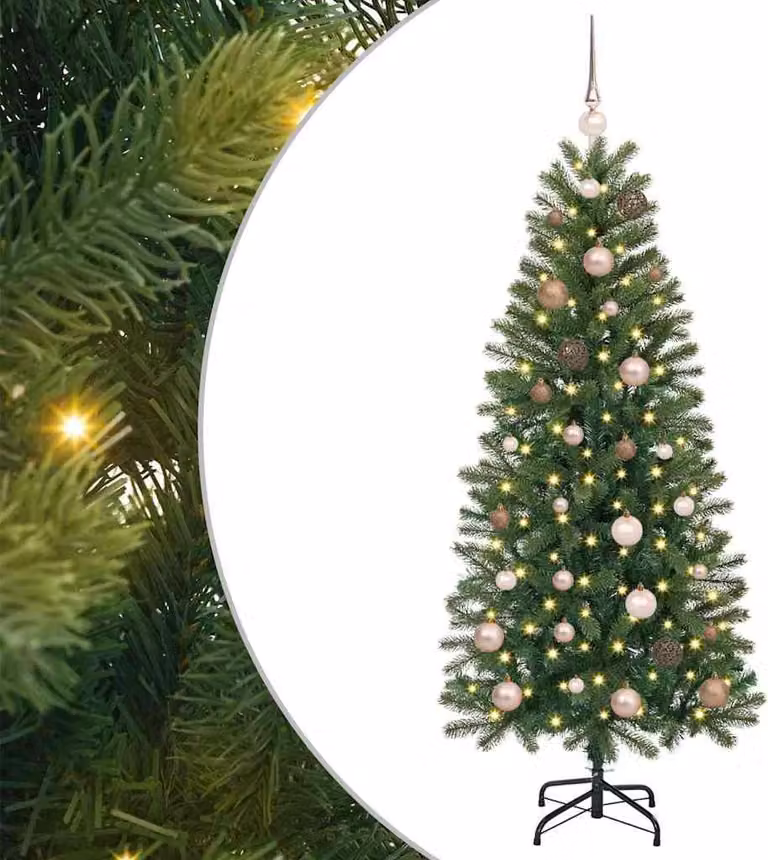 Albero di Natale artificiale con 150 LED Verde 150 cm PE e PVC