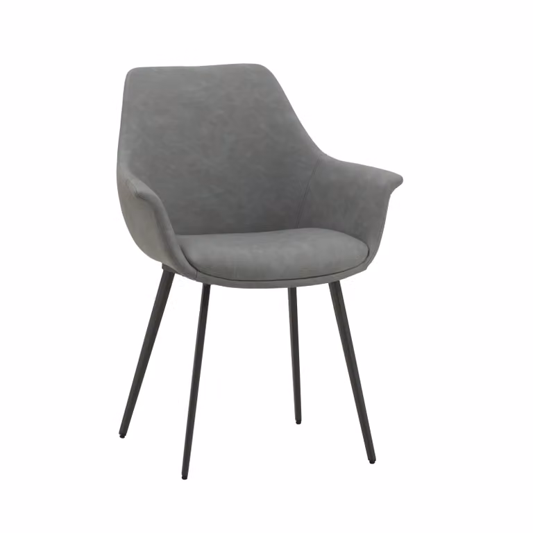 Set di sedie MIRASIERRA in similpelle grigio e gambe in metallo nero, con braccioli