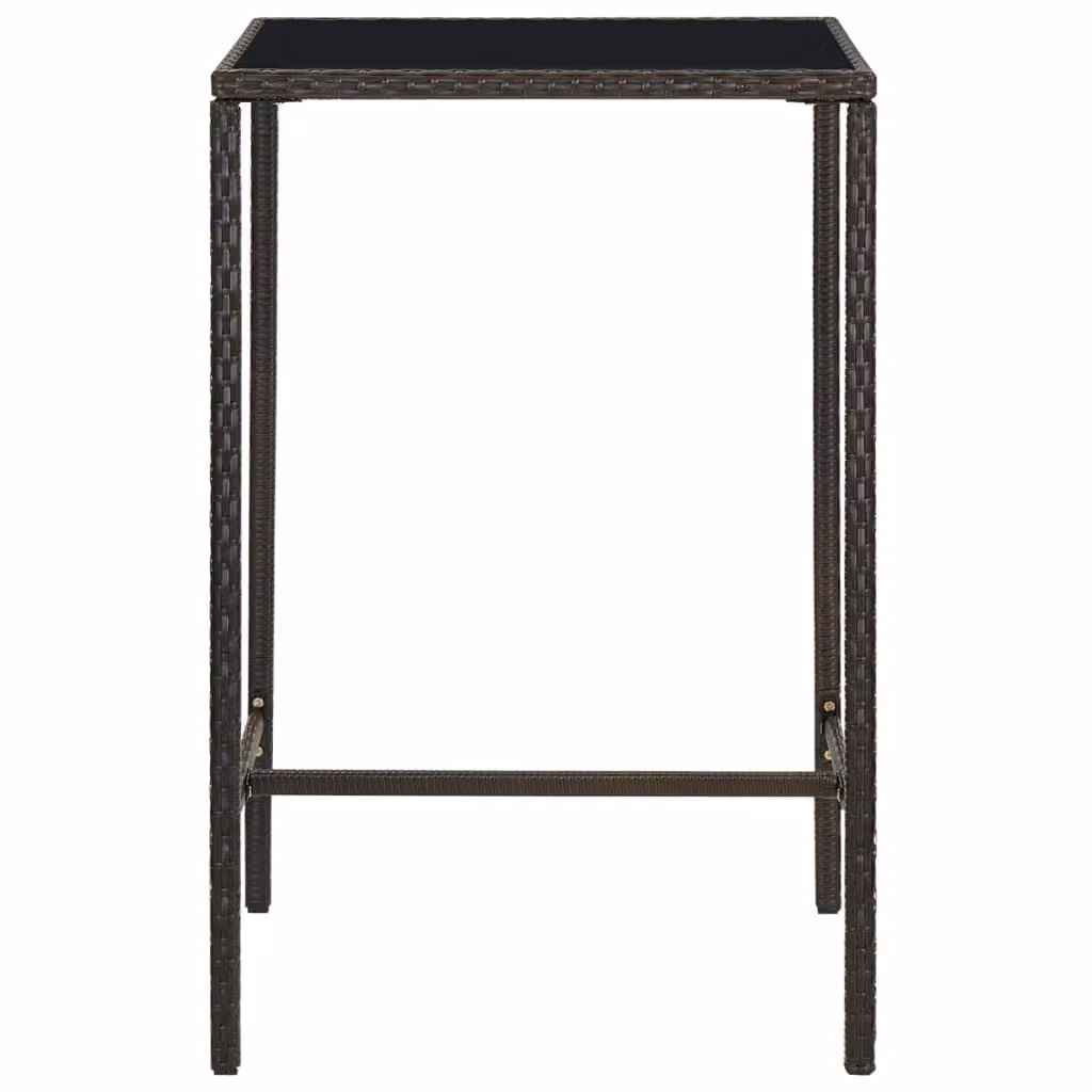 Tavolo da Bar da Giardino Marrone 70x70x110 cm Polyrattan Vetro