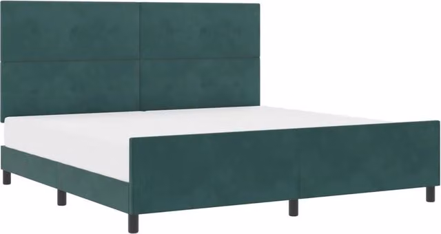 Letto matrimoniale | Letto per adulti | Letto a molle con testiera Verde Scuro 200 x 200 cm Velluto