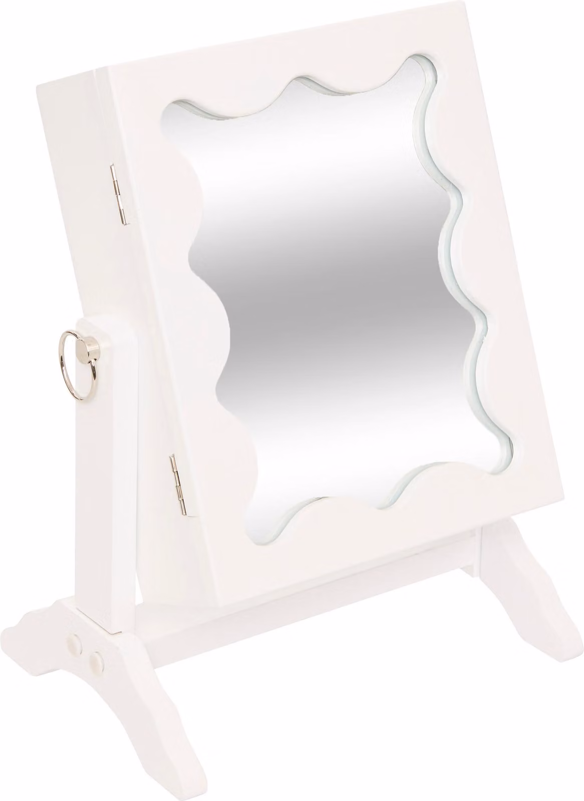 Specchio cosmetico con portagioie CHERI, 29 x 22 x 15 cm, bianco