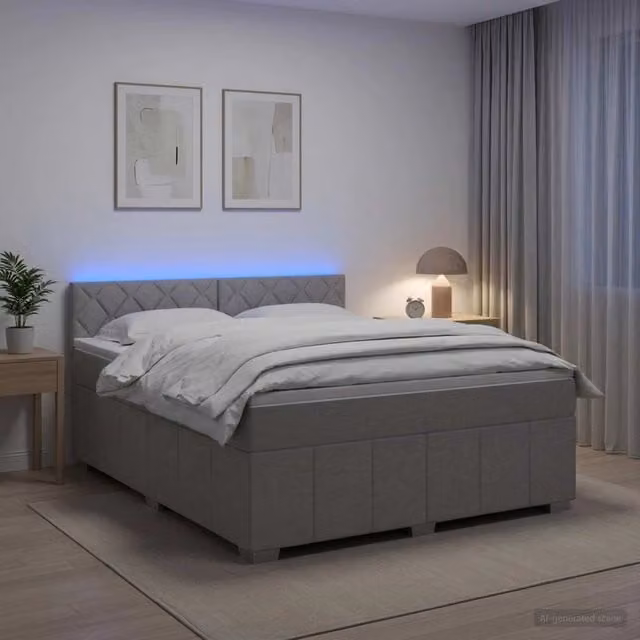 Letto box spring ibrido vidaXL con materasso a molle insacchettate e base contenitore, Grigio, L/P: 140 x 200 cm – 1