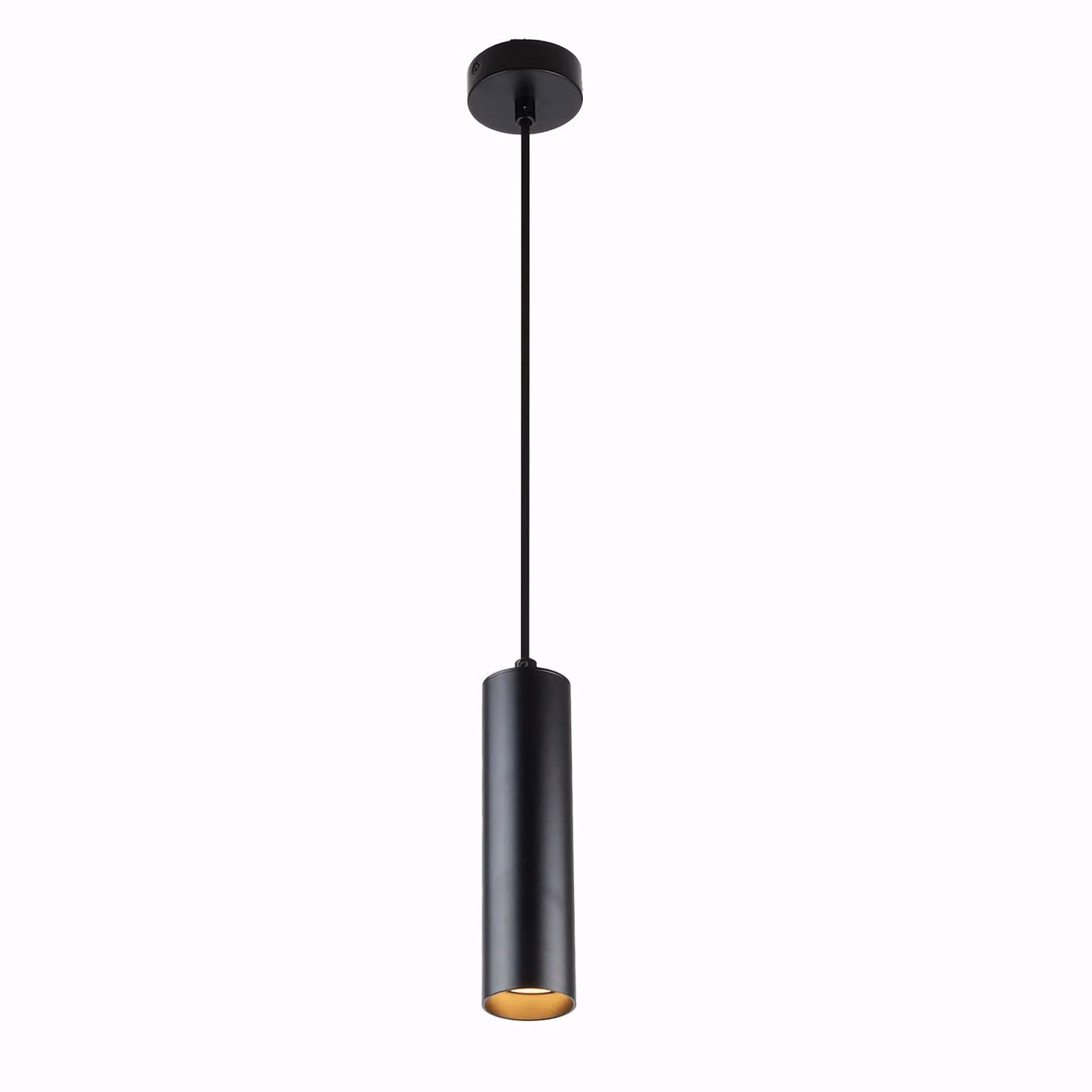 Lampada a sospensione moderna e minimalista a forma di tubo in alluminio nero, 20 cm, con attacco GU10, regolabile in altezza