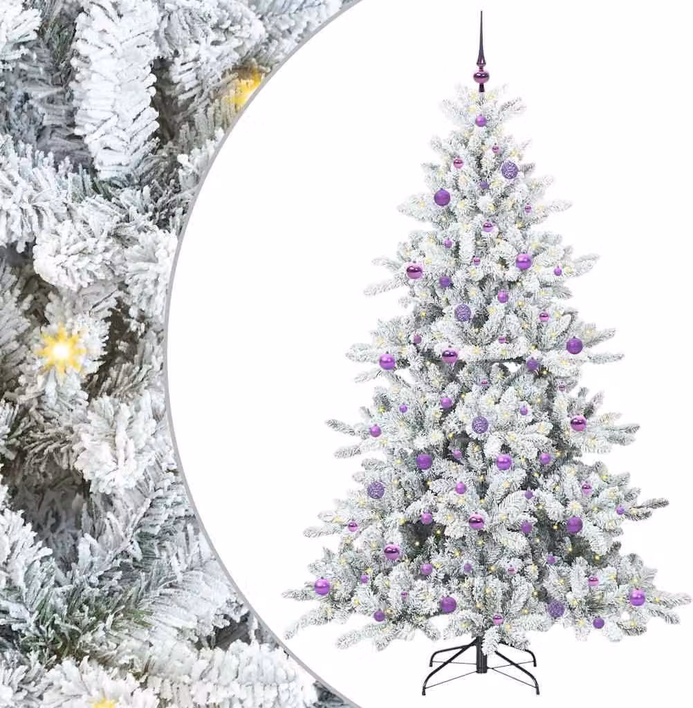 Albero di Natale Artificiale con Rami Pieghevoli Bianco 210 cm