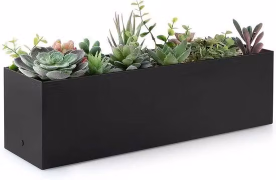 Pianta grande in acciaio inossidabile - adatto per interni ed esterni - 1 pezzo - nero lucido - 43 cm