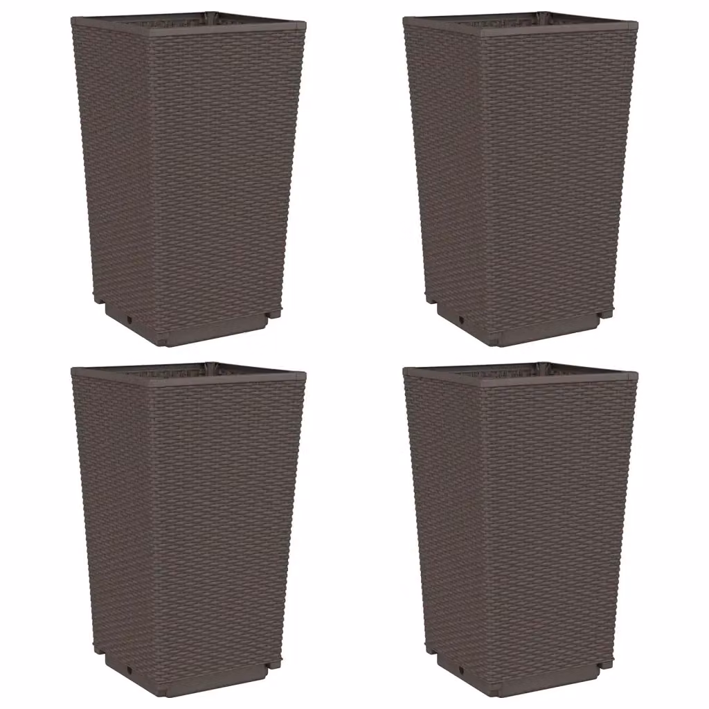 Set di 4 fioriere da giardino vidaXL in plastica marrone, L/P/H: 32,5 x 32,5 x 57 cm – 2