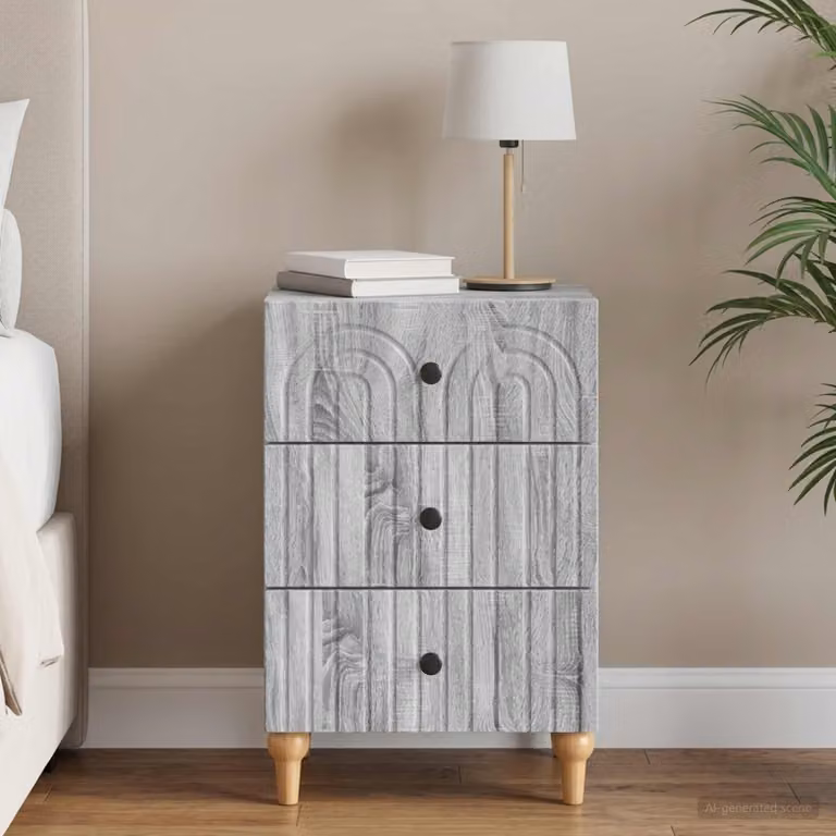 Armadio da Notte vidaXL Grigio Sonoma e Nero L/P/H: 43 x 41 x 66,5 cm