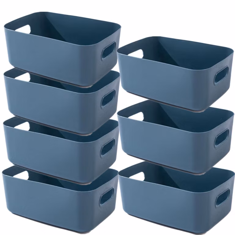 7 scatole di plastica per l'organizzazione - Contenitori multifunzionali con maniglie - 25x17,5x9,5 cm