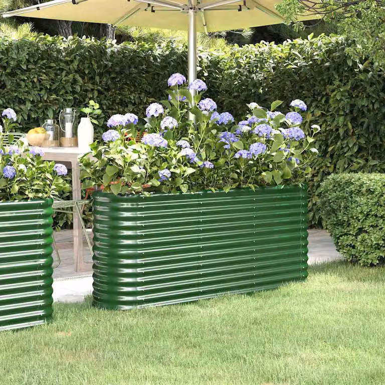 Letto rialzato da giardino vidaXL in acciaio zincato verde L: 152 cm, P: 40 cm, H: 68 cm