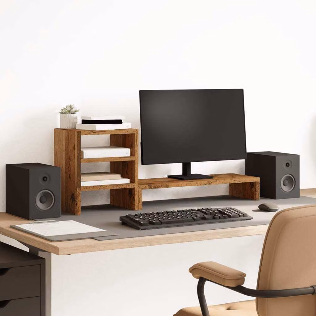 Maison Exclusive - Supporto per monitor con organizer da scrivania effetto legno invecchiato