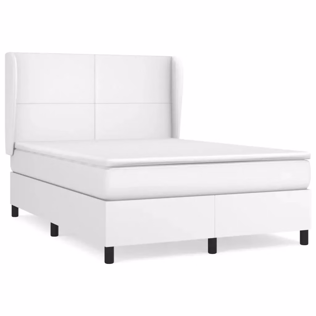 vidaXL Giroletto a Molle con Materasso Bianco in Similpelle L/P: 140 x 200 cm – 2