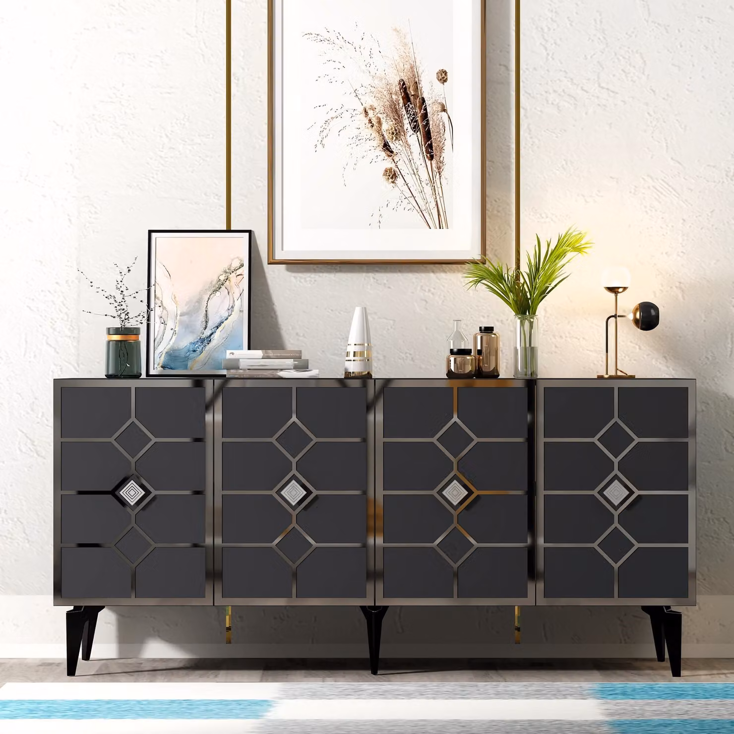Skye Decor, Cagla - Antracite, Argento, Consolle, Antracite, 100% PANNELLI DI PARTICELLE RIVESTITI IN MELAMMINA, 150 x 79 x 40 cm