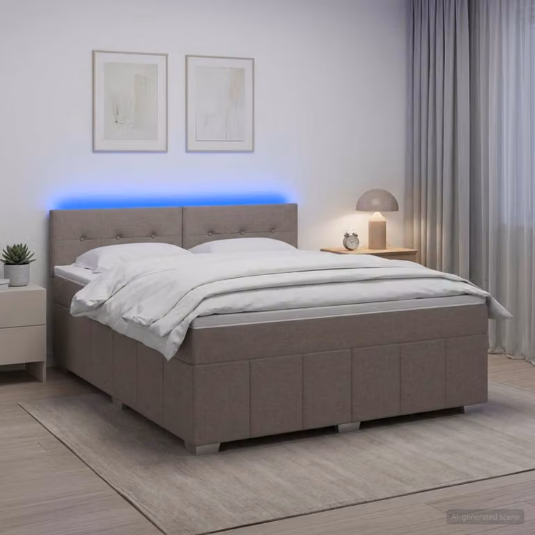 Letto box spring ibrido vidaXL con materasso a molle insacchettate e illuminazione sottostante, L/P: 180 x 200 cm