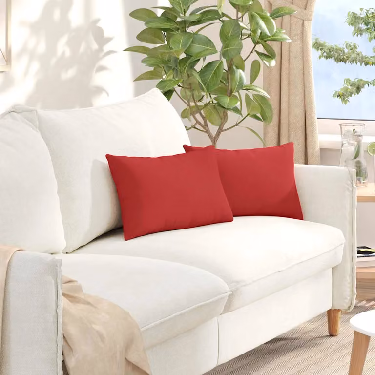 Set di 2 cuscini da divano vidaXL in tessuto rosso con rivestimento rimovibile e lavabile, L 50 cm x P 30 cm