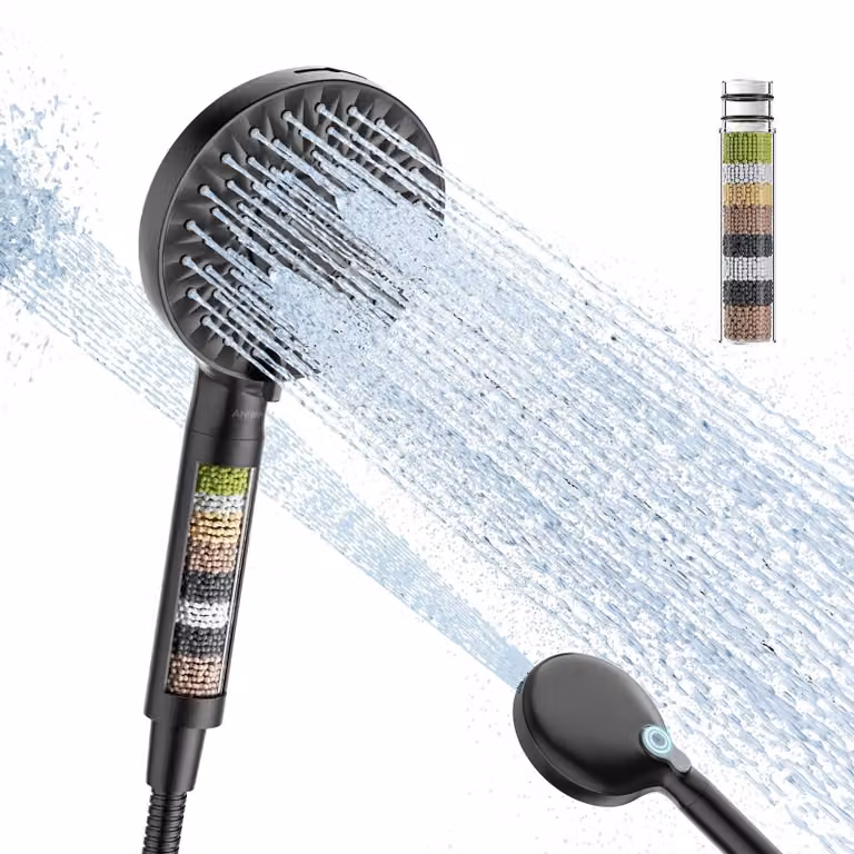 Doccia portatile con filtro e alta pressione, inclusa la tubatura
