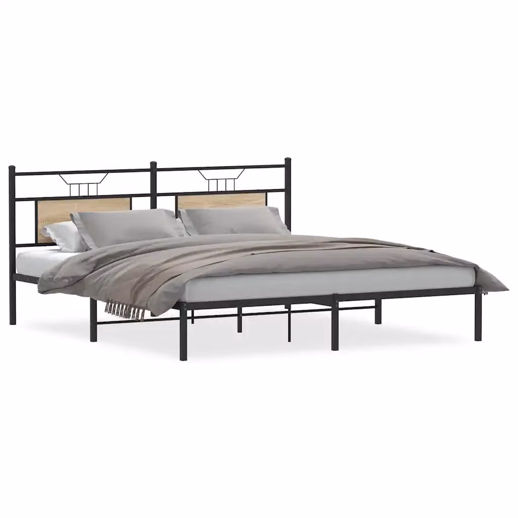 Struttura Letto Design Mania Rovere Sonoma con Telaio in Metallo e Doghe Fisse L/P: 160 x 200 cm – 2
