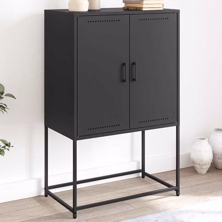 Credenza vidaXL in stile industriale in metallo nero opaco L: 68,5 cm, P: 38,5 cm, H: 107 cm
