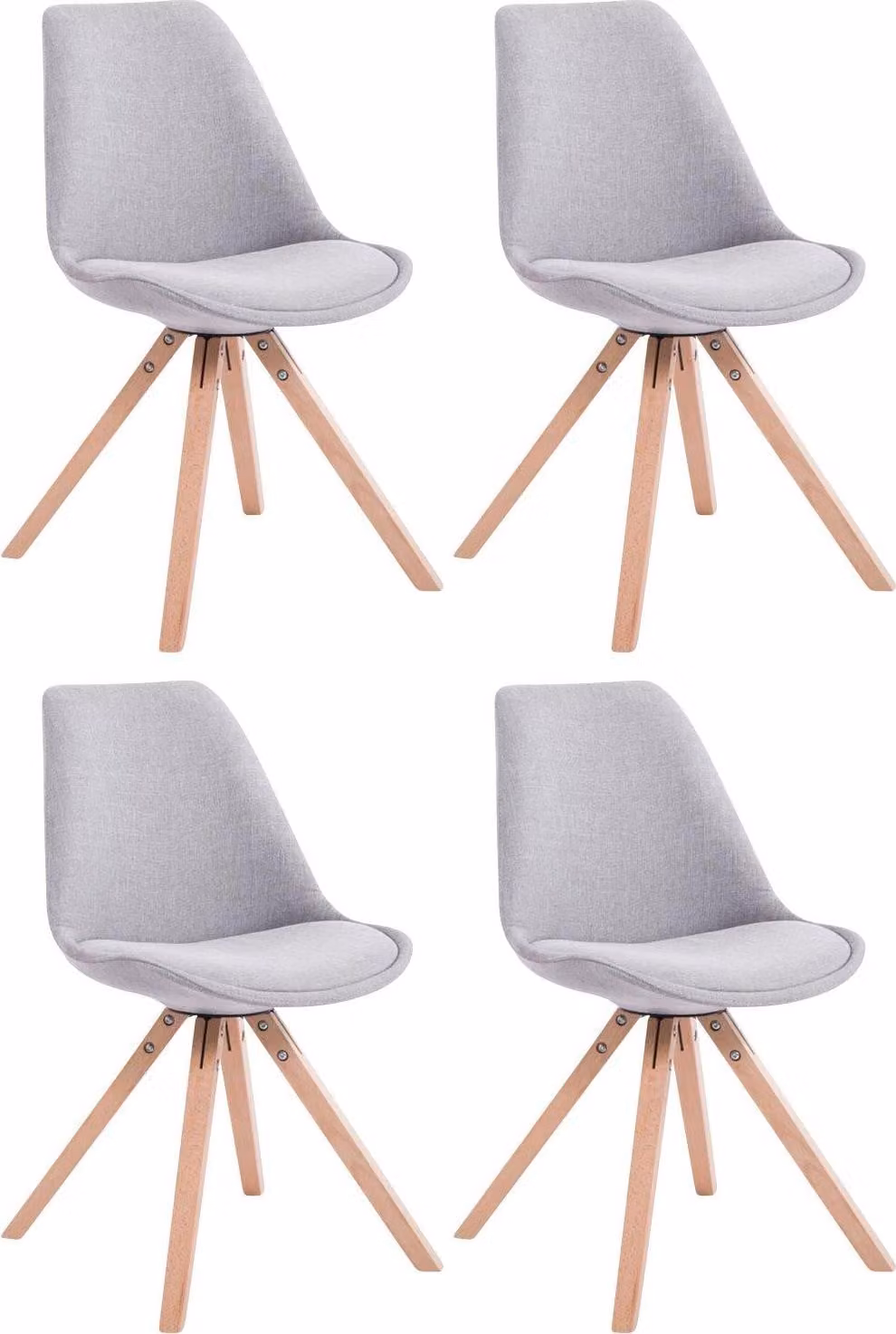Set di quattro sedie per visitatori in tessuto - sedie per ospiti - ottimo comfort di seduta | Colore: Grigio | Colore dell'abbigliamento: Naturale
