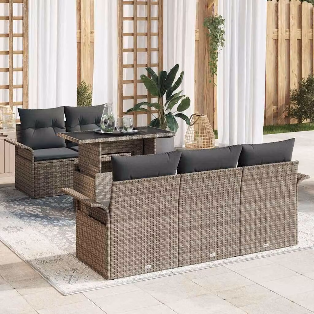 Maison Exclusive - Set da giardino composto da 6 pezzi. Colore: grigio. Materiale: rattan sintetico